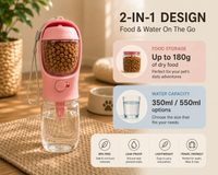 2-in-1 Travel Water & Food Bottle for Dogs & Cats