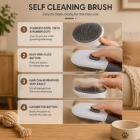 Self-Cleaning Grooming Brush — Dogs & Cats